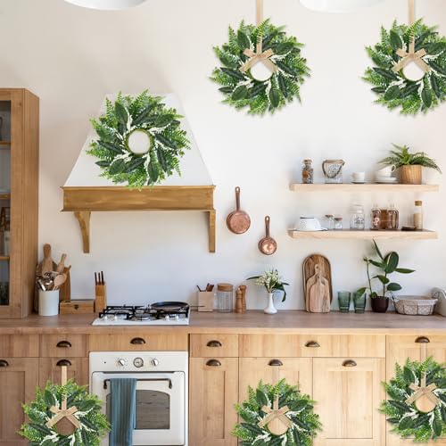 4PCS 9 Inch Mini Eucalyptus Wreaths for Cabinets Decorations