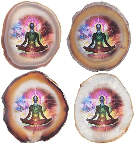 Tumbeelluwa 7 Chakra Agate Slice with Stand
