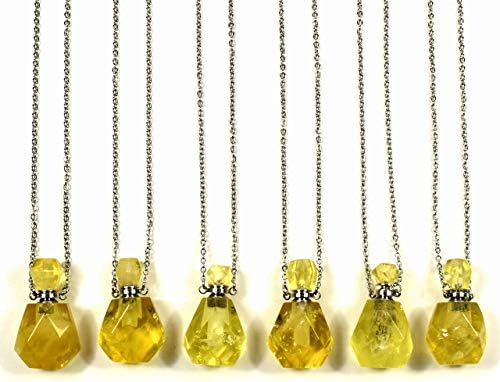 33mm Golden Citrine Perfume Carved Bottle with Chain