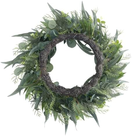 Seasons 22 Inch Artificial Eucalyptus Wreath for Front Door