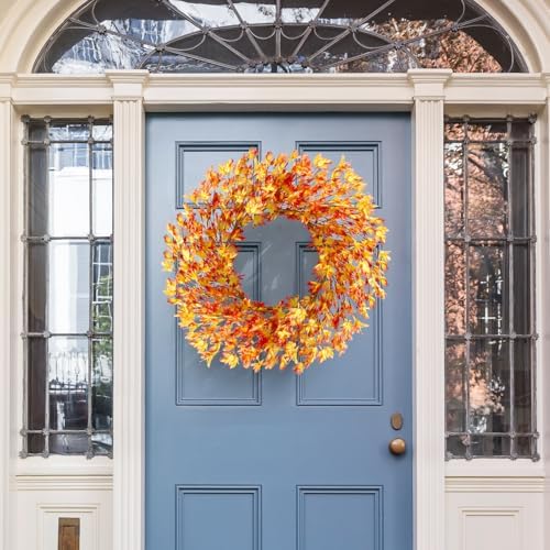 20 Inch Artificial Forsythia Flower Wreath for Front Door Farmhouse Decor