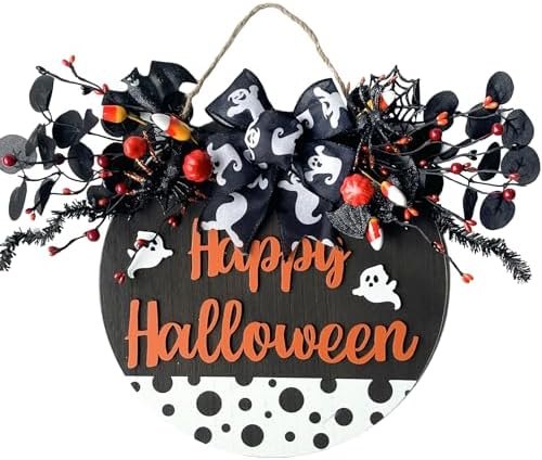 Idyllic 14 Inch Halloween Door Wreath Decor