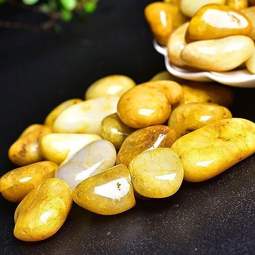 22 Pound Tumbled Yellow Jade Stones - Reiki Crystal Decor Stones for Indoor Fountain