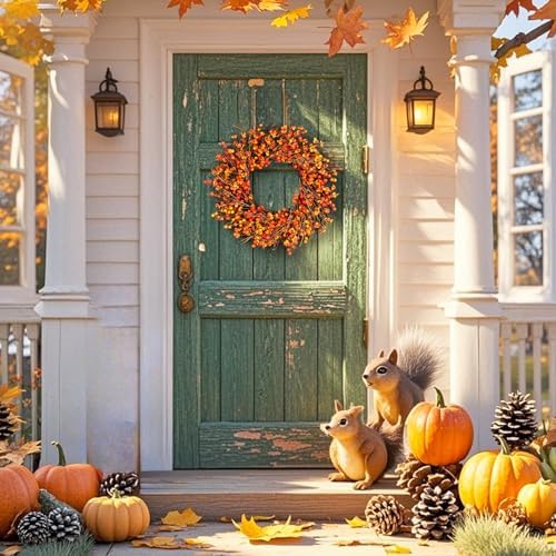 24 Inch Fall Wreath with Berry Accents for Front Door