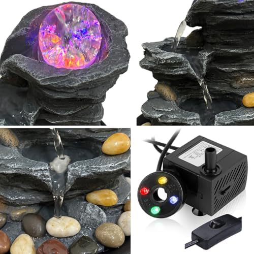 Rock Cascading Tabletop Water Fountain with LED Lights