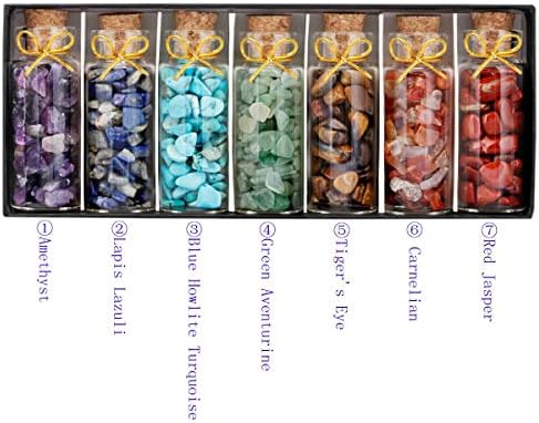 SUNYIK 7 Chakra Wishing Bottles Crystal Wand Set