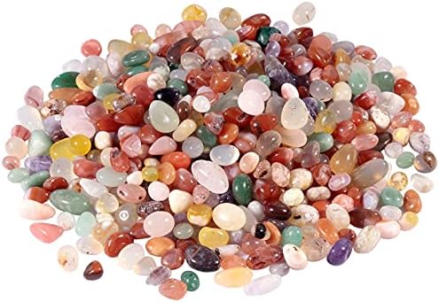 Mookaitedecor 1 Pound Colorful Agate Tumbled Chips for Crafts and Decor