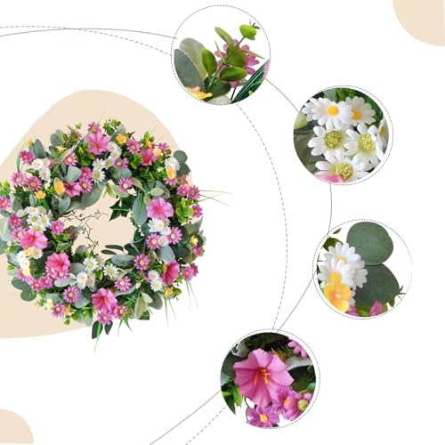 22 Inch Artificial Flower Wreath Spring Summer Decor