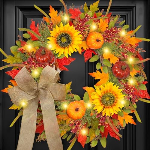 ICX 24-26 Inch Fall Wreath with Lights