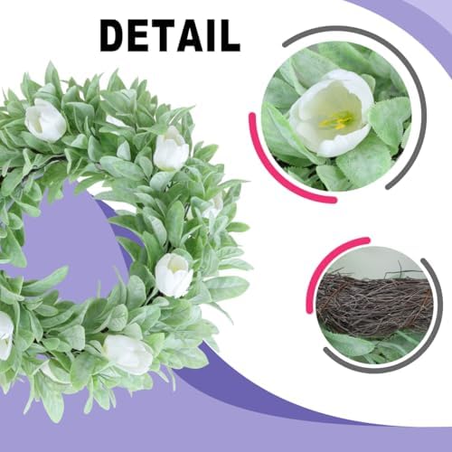 Seasons 18 Inch Lambs Ear Wreath for Home Decor