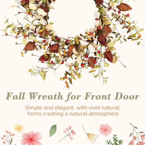 YNYLCHMX 18 Inch Fall Wreath for Front Door