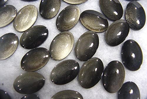 Mexican Gold Sheen Obsidian Oval Stones 30 Pieces