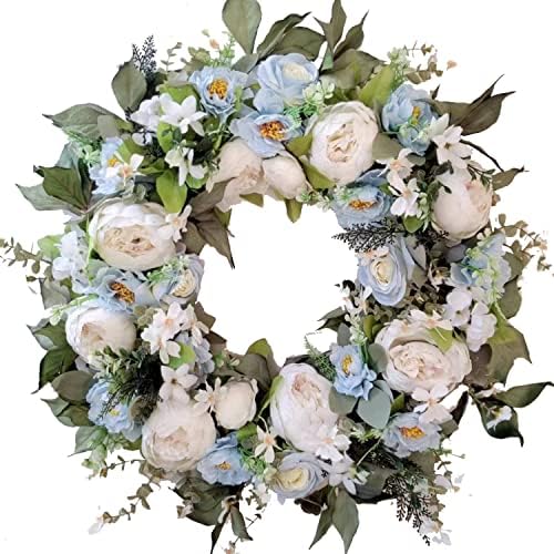 WANNA-CUL 24 Inch Spring Floral Wreath for Front Door