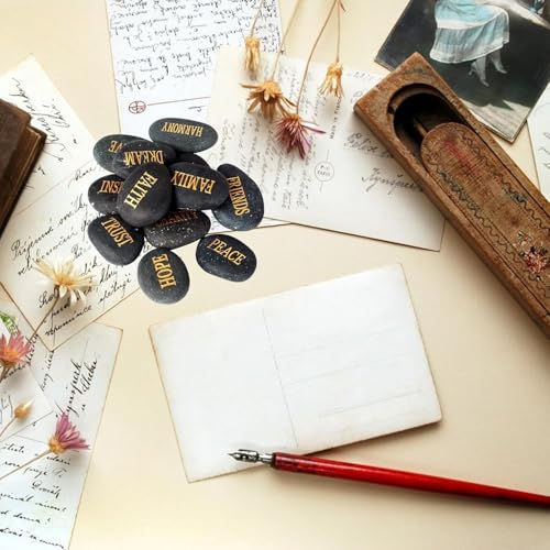 DIY Rocks with Inspirational Words Black 12pcs