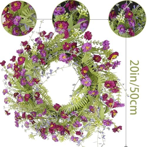 CISDUEO 20 Inch Spring Wreath for Front Door