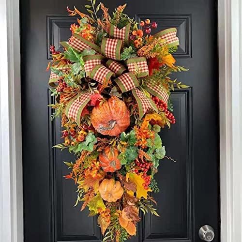 Fall Swag Wreath - Autumn Thanksgiving Door Decor