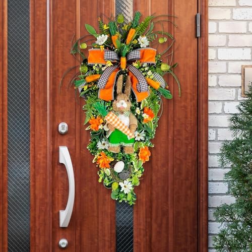 Easter Teardrop Wreath Hanging Decoration Orange Carrots