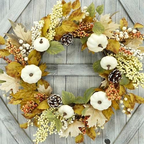 22 Inch Artificial Fall Wreath Autumn Door Decor