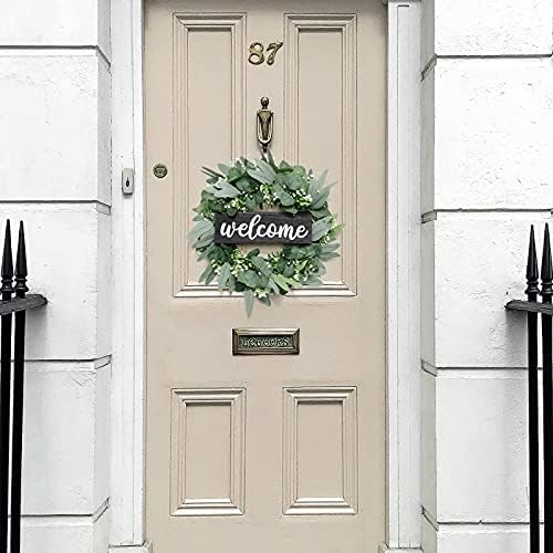 Dremisland 18 inch Green Eucalyptus Wreath - Farmhouse Welcome Sign