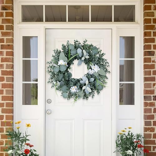 Gixie Home 20 Inch Artificial Eucalyptus Door Wreath