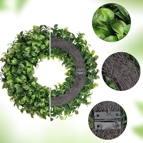 20 Inch Boxwood Wreath with Hello Sign for Front Door