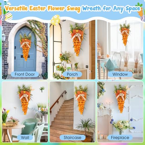 Easter Tulip Swag Wreath Decor for Front Door