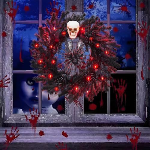 22 Inch Halloween Wreath with Lights
