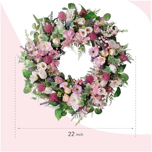 22 Inch Wild Flower Door Wreath for Spring Summer