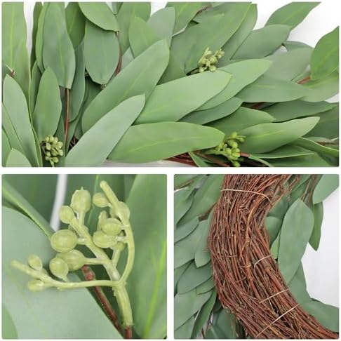 Briful 16 Inch Artificial Seeded Eucalyptus Wreath