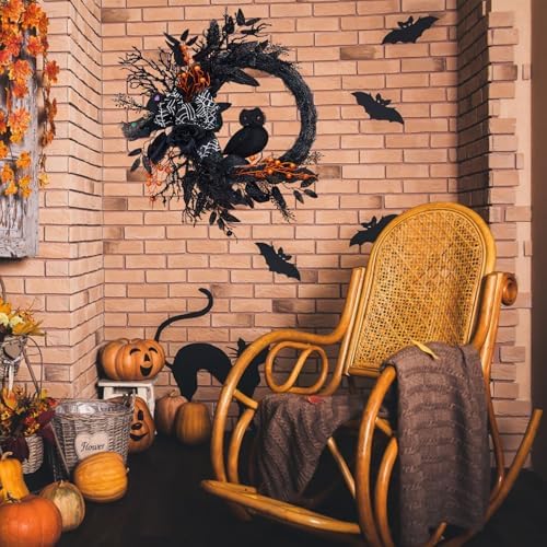 20 Inch Halloween Owl Wreath Door Decor