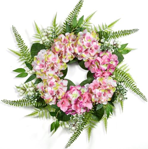 25 Inch Ombre Hydrangea Wreath for Front Door Decor