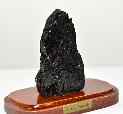 HQRP Black Tourmaline Cluster on Wood Base Natural Schorl Crystal