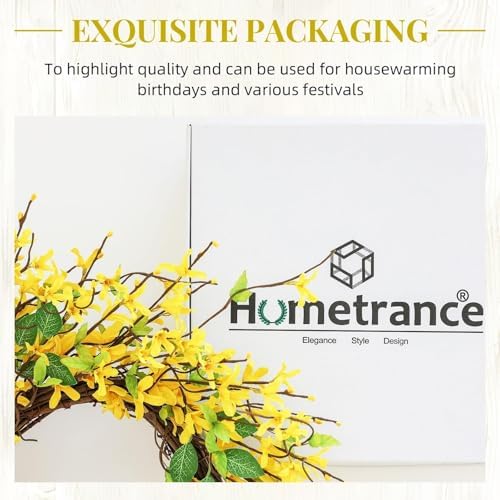 Hometrance 20 Inch Spring Wreath with Yellow Flowers