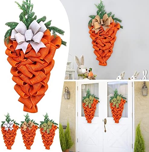 Easter Carrot Wreath with Bow and Eucalyptus Leaves