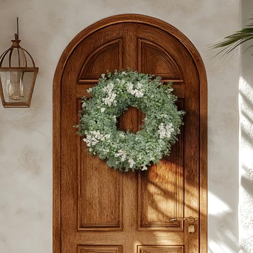 Realistic Greenery Wreath for Front Door - 197 Inch Artificial Eucalyptus Spring Decor