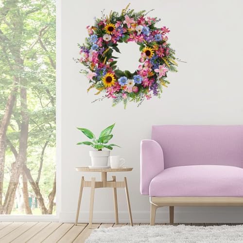 Elegant 24-26 Inch Floral Wreath for Front Door