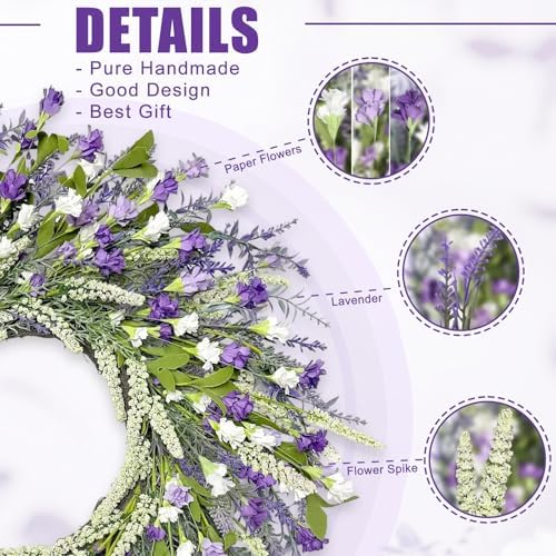Artgar 26 Inch Lavender Wreath for Front Door