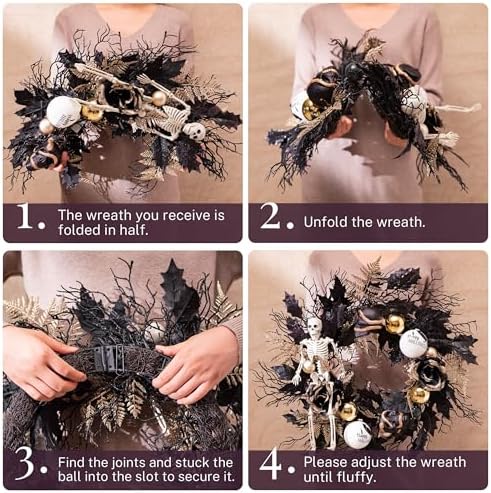 Collapsible Halloween Door Wreath with LED Lights