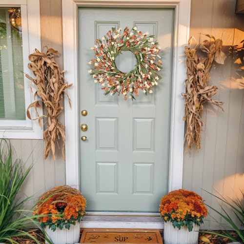 24 Inch Realistic Fall Door Wreath for Home Decor