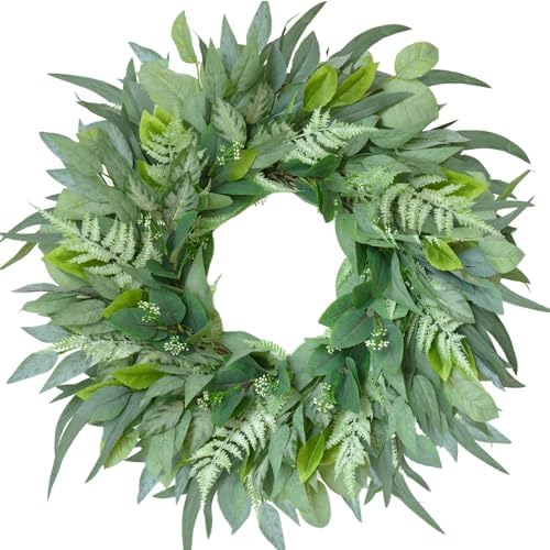 24-26 Inch Artificial Eucalyptus Wreath for Front Door