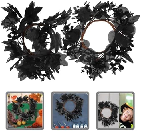 Yardwe Gothic Halloween Wreath 2pcs Black Twig Decor