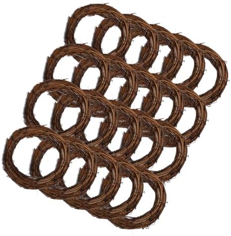 Worown 20 Pcs 3 Inch Natural Grapevine Wreaths Set