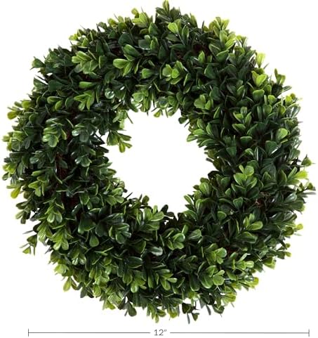 Pure Garden 12-Inch UV Resistant Boxwood Wreath