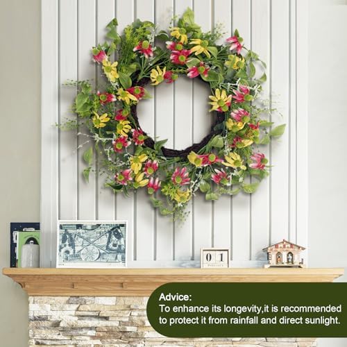 18 Inches Artificial Black-Eyed Daisy Wreath for Front Door