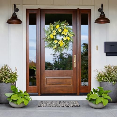 Beinhome 26 Inch Tulip Wreath for Front Door