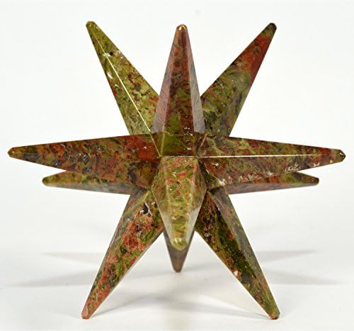 HC Set 34 Inch Unakite Merkaba Star with Clear Quartz Cabochon