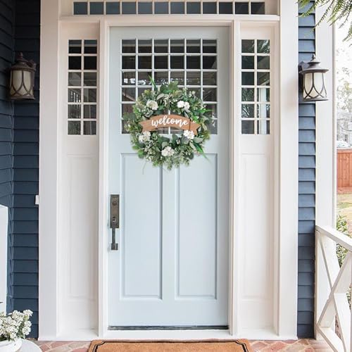 24 Inch Spring Lamb Ear Green Leaves Wreath for Front Door