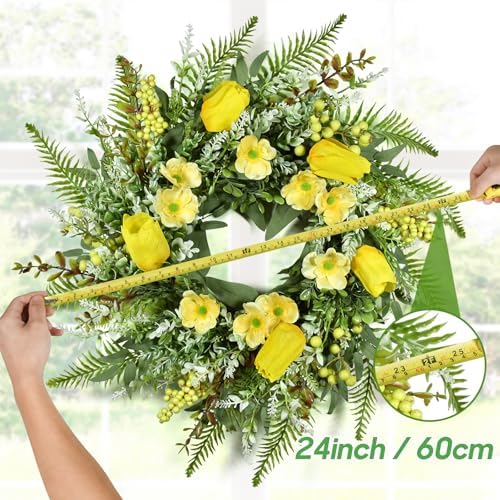 Beinhome 26 Inch Tulip Wreath for Front Door