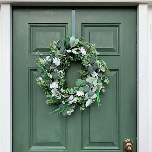 24 Inch Spring Lamb Ear Green Leaves Wreath for Front Door