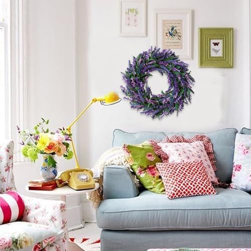 22 Inch Spring Summer Front Door Wreath Purple Lavender Decorative Accents